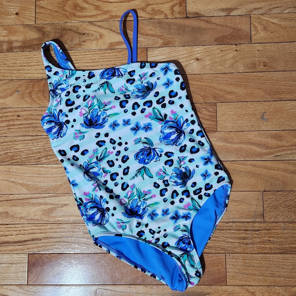 Floral Blue Kids Swimwear